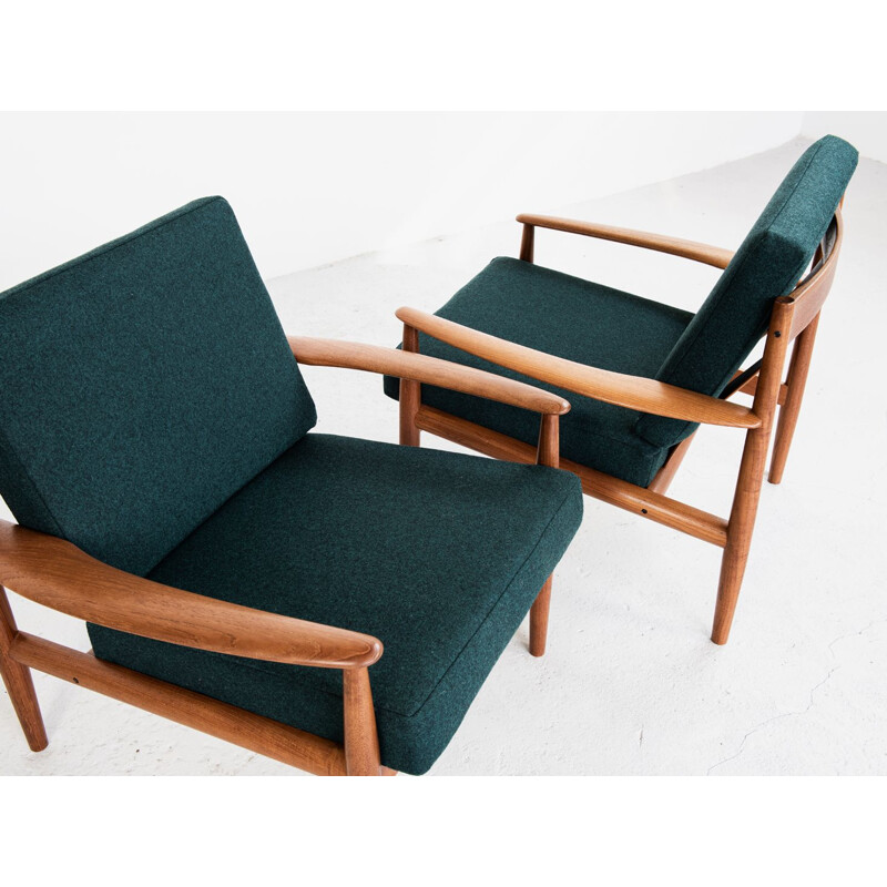 Pair of 2 vintage armchairs in teak by Grete Jalk for France & Son, 1960s