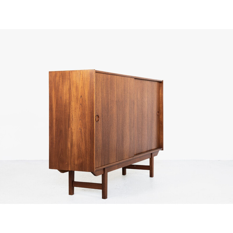 Danish vintage highboard in teak with 2 sliding doors, 1960s