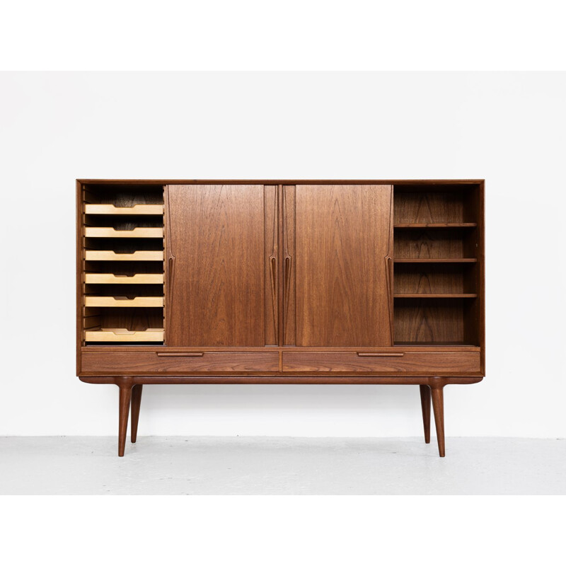 Vintage highboard model 13 in teak by Omann Jun, 1960s