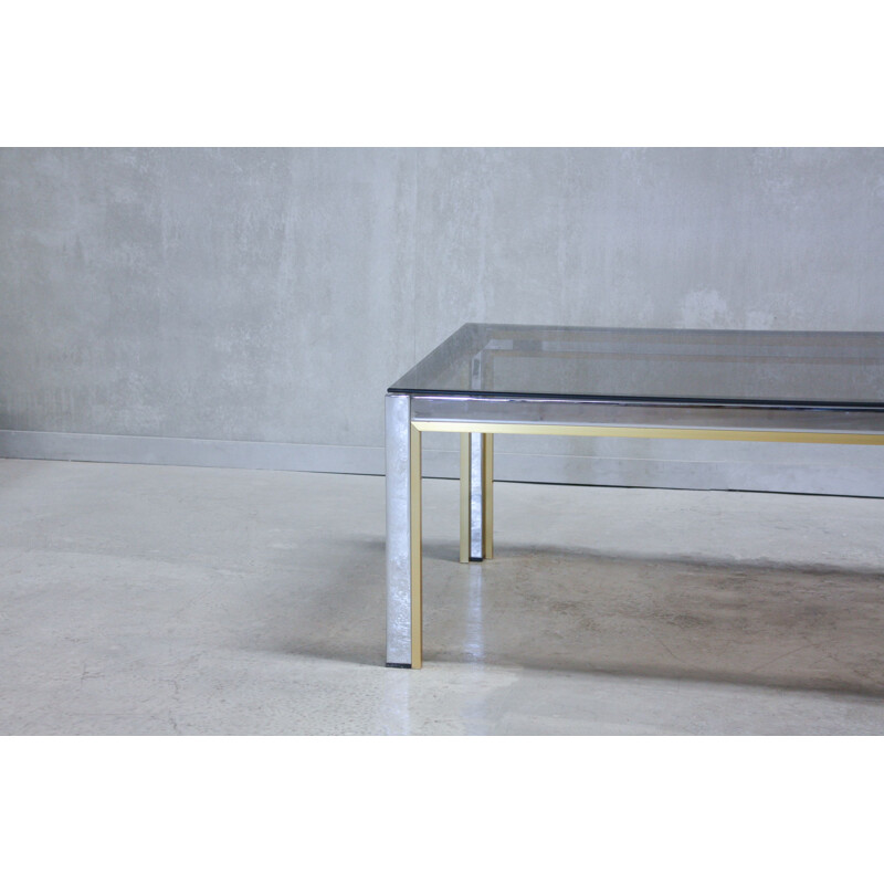 Italian chrome & glass vintage coffee table by Renato Zevi, 1970s