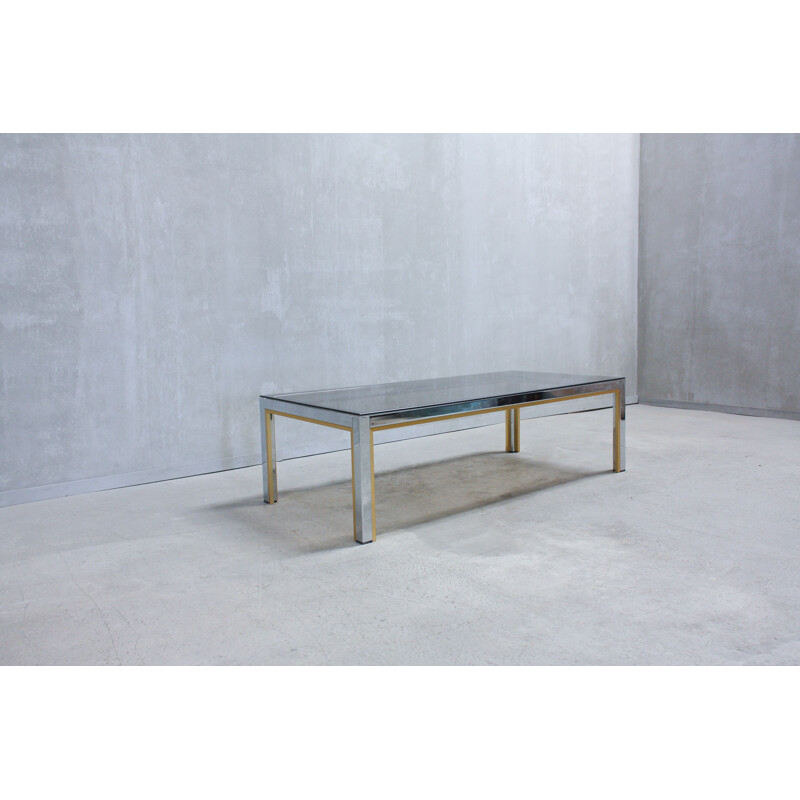 Italian chrome & glass vintage coffee table by Renato Zevi, 1970s