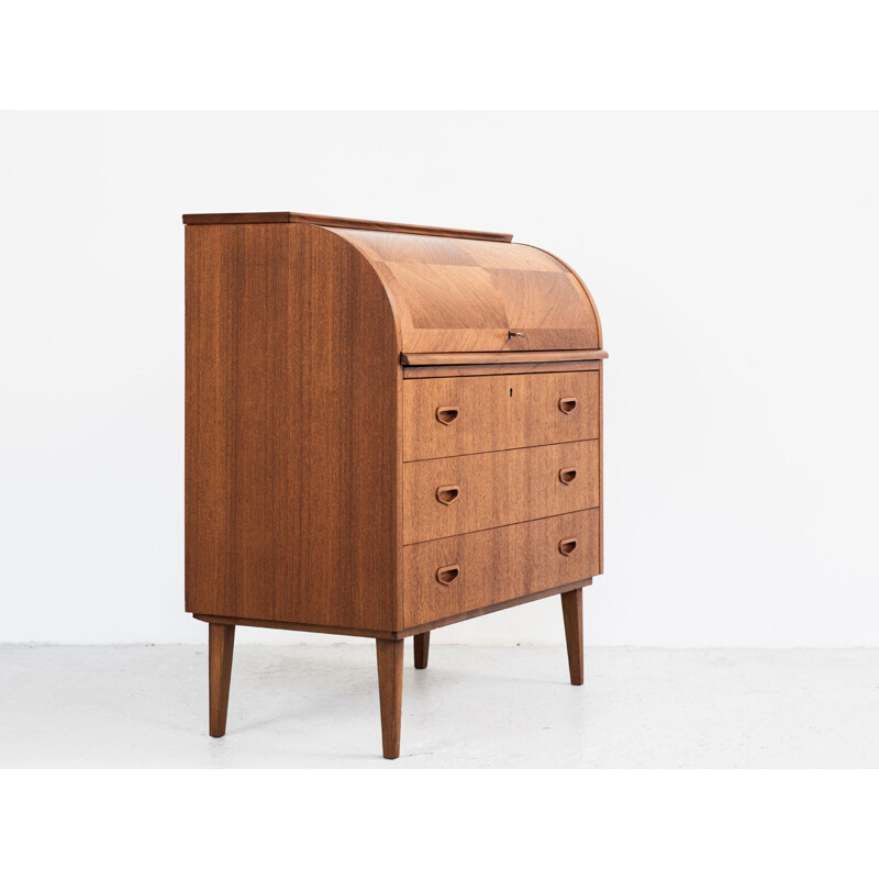 Danish vintage secretary in teak with bowed front, 1960s
