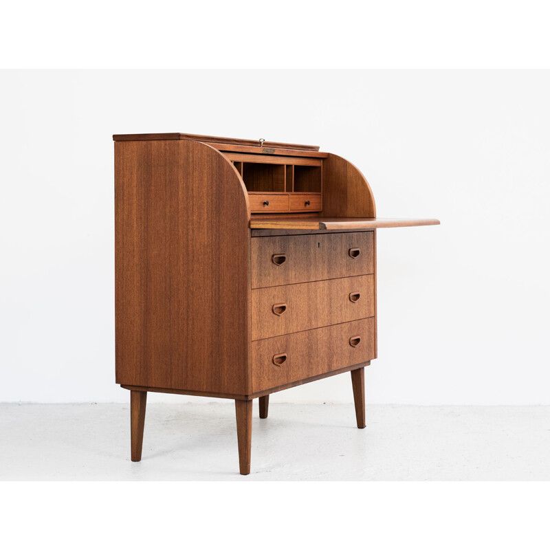 Danish vintage secretary in teak with bowed front, 1960s
