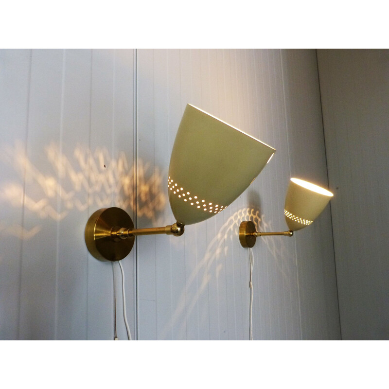 Pair of 2 vintage adjustable wall lamps, 1950s