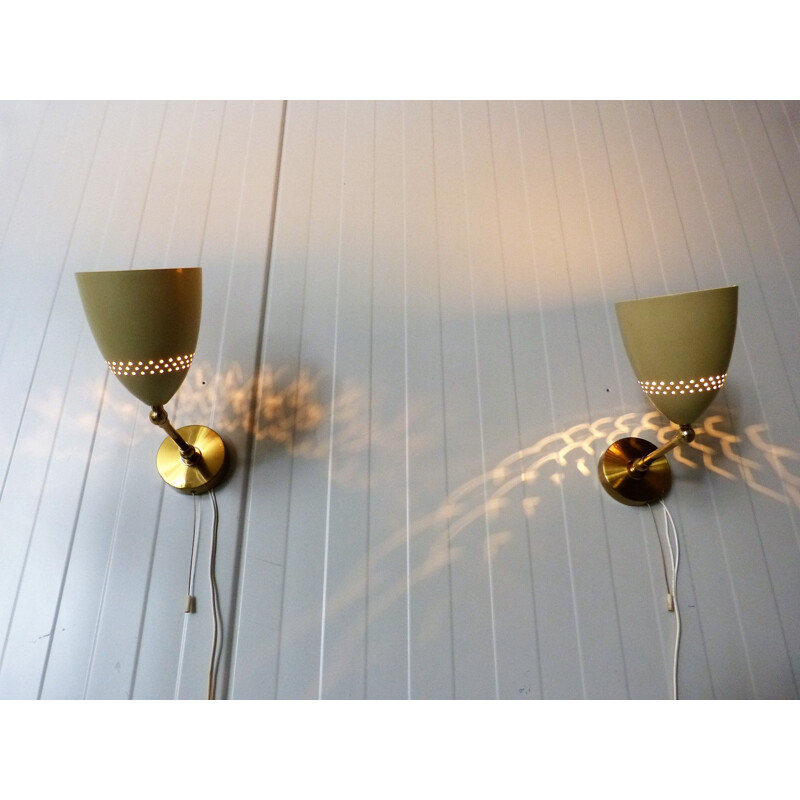 Pair of 2 vintage adjustable wall lamps, 1950s