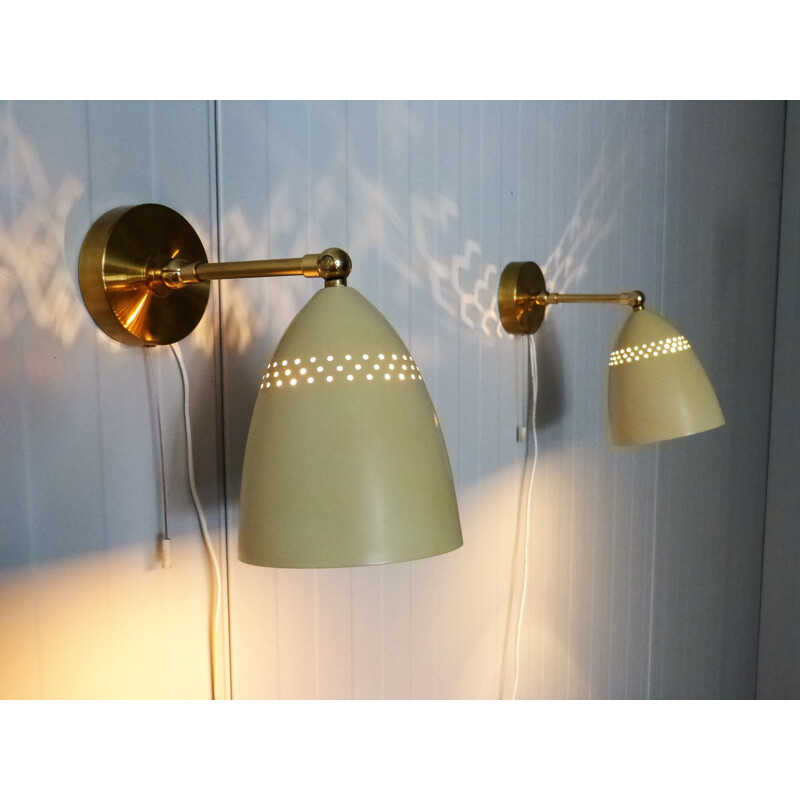 Pair of 2 vintage adjustable wall lamps, 1950s