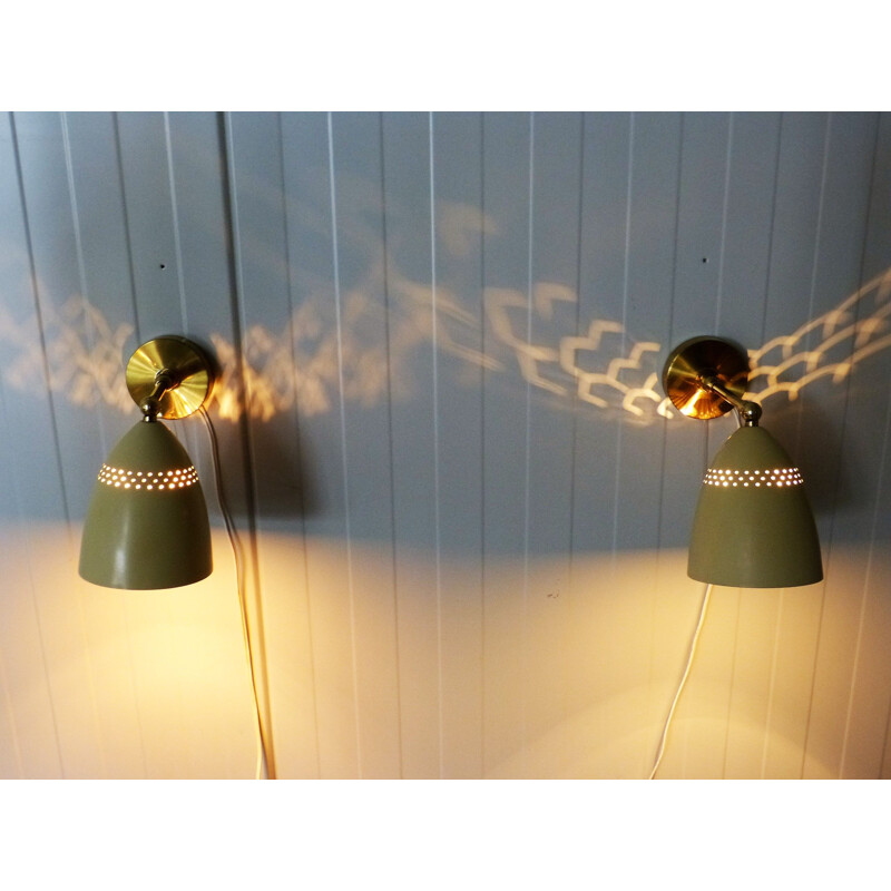 Pair of 2 vintage adjustable wall lamps, 1950s