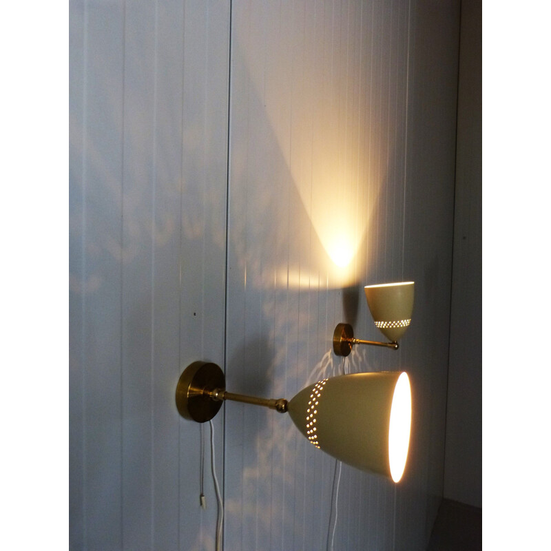 Pair of 2 vintage adjustable wall lamps, 1950s