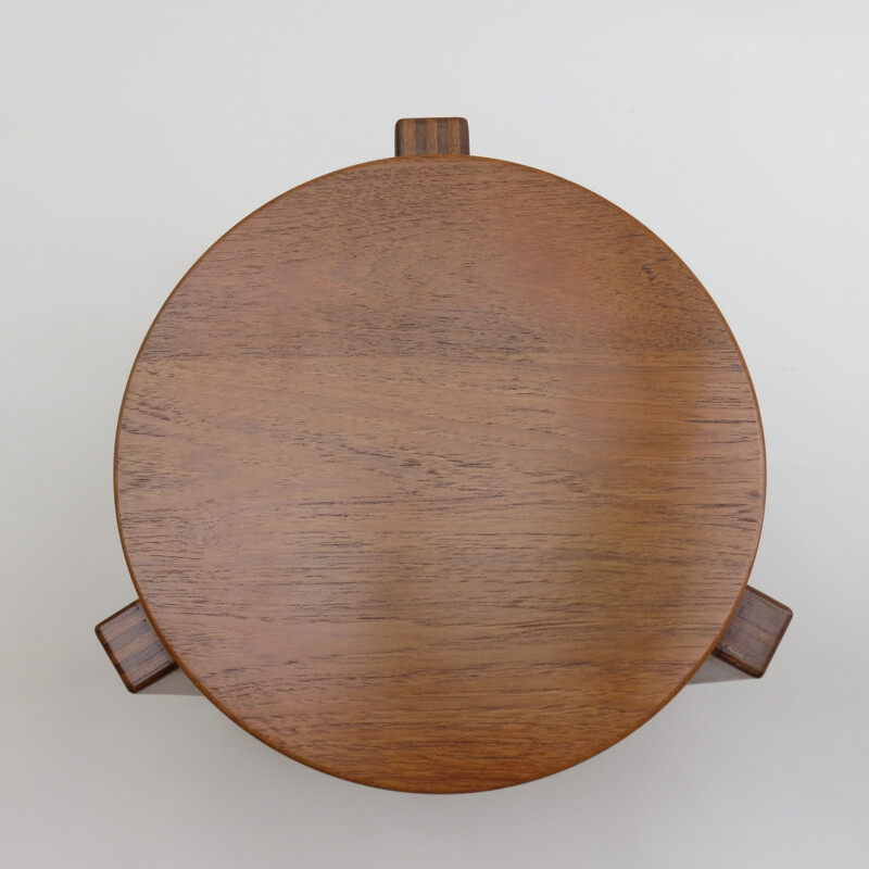 Pair of 2 vintage stools in afrormosia and teak, 1960s