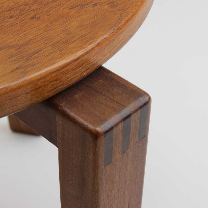 Pair of 2 vintage stools in afrormosia and teak, 1960s