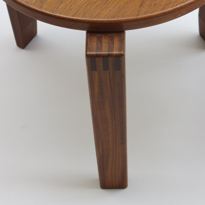 Pair of 2 vintage stools in afrormosia and teak, 1960s