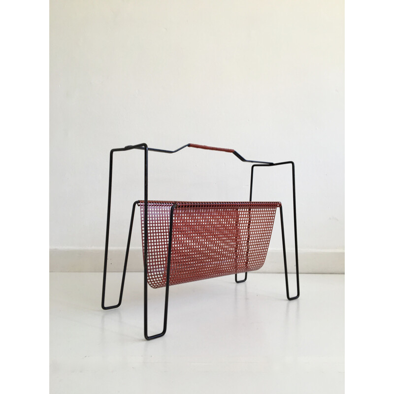 Metal vintage magazine rack by Tjerk Reijenga for Pilastro, Holland, 1950