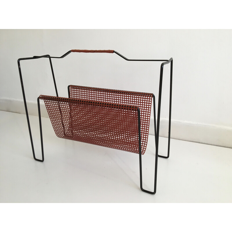 Metal vintage magazine rack by Tjerk Reijenga for Pilastro, Holland, 1950