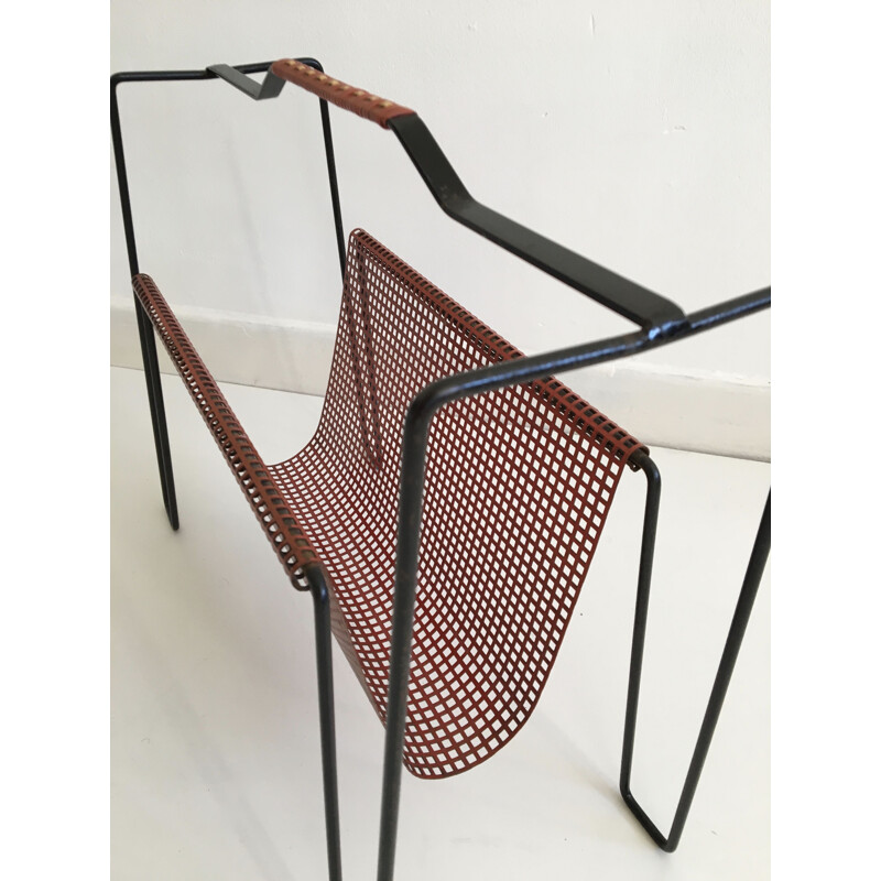 Metal vintage magazine rack by Tjerk Reijenga for Pilastro, Holland, 1950