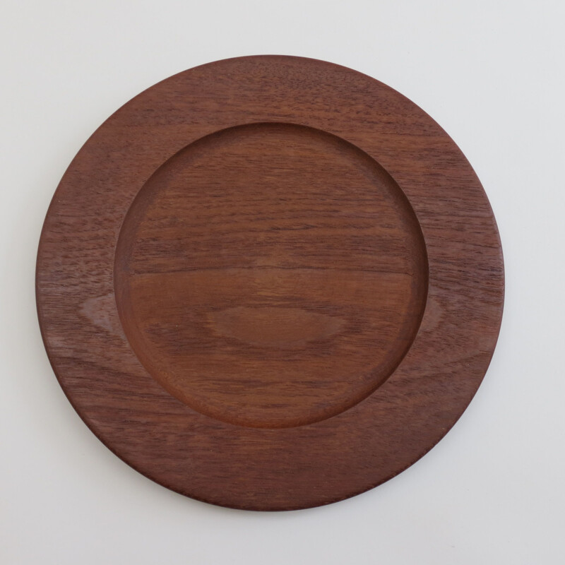 Set of 4 vintage teak danish server plates, 1960s