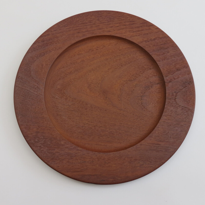 Set of 4 vintage teak danish server plates, 1960s