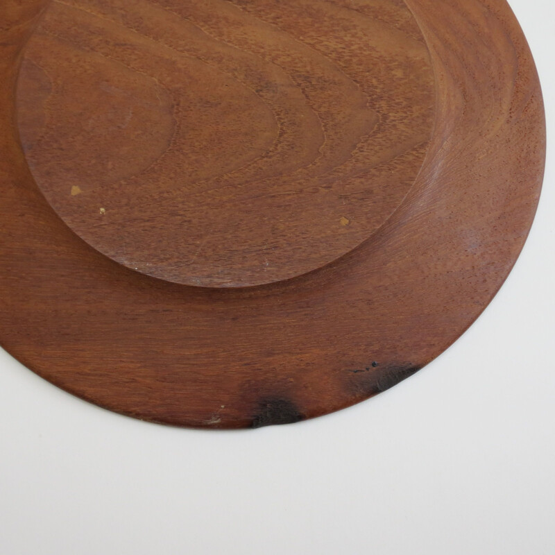 Set of 4 vintage teak danish server plates, 1960s