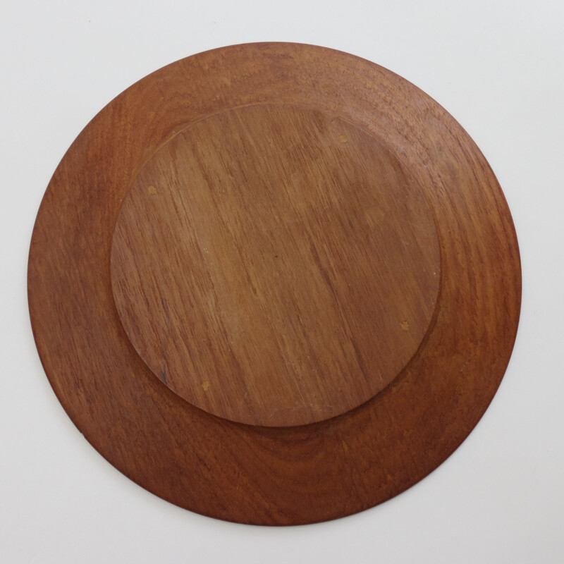 Set of 4 vintage teak danish server plates, 1960s