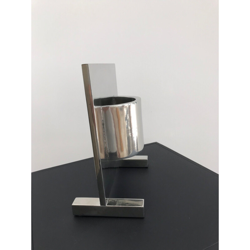Vintage bud vase in hammered pewter by Ettore Sottsass for Metallia Sérafino Zani, 1999
