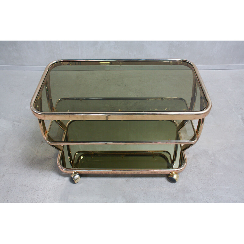 Vintage metal frame and glass trolley, Italy, 1970s