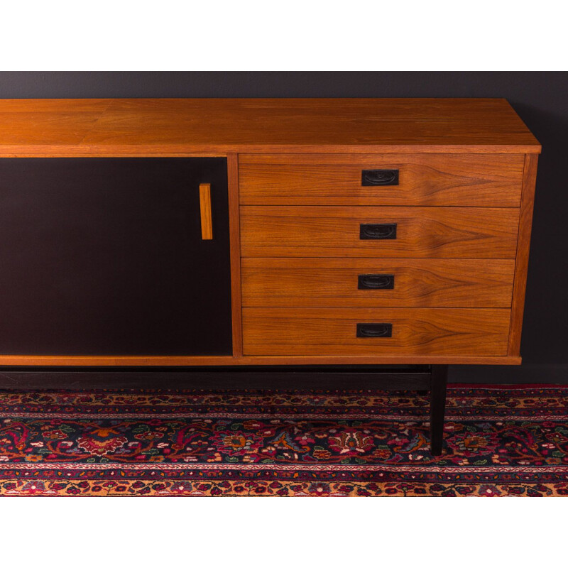 Vintage German sideboard in walnut and black formica