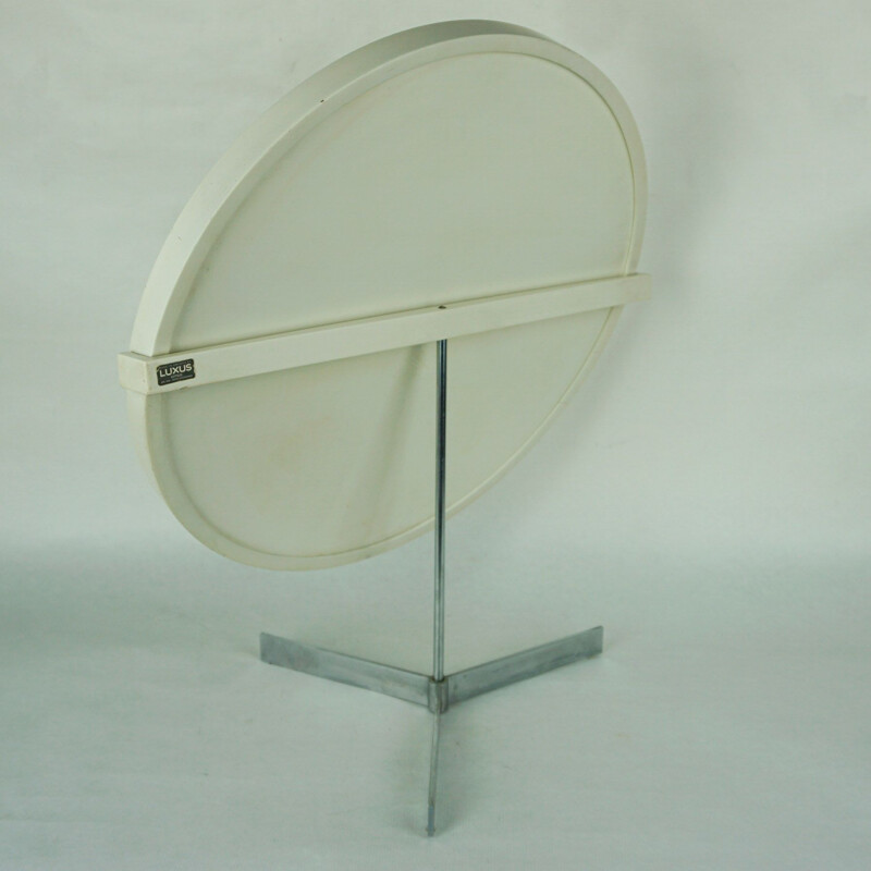 Vintage white circular table mirror by Uno and Osten Kristiansson for Luxus, Sweden 1960