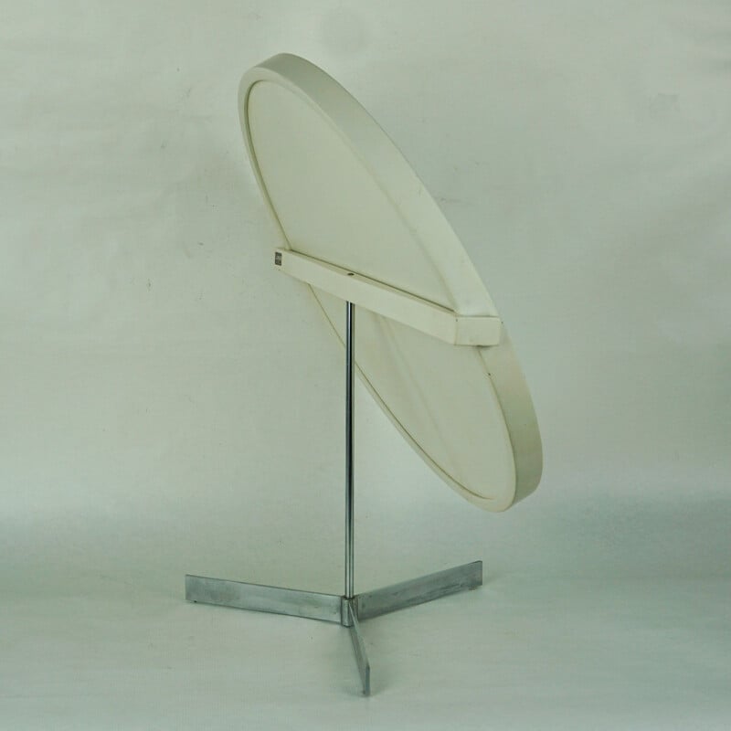 Vintage white circular table mirror by Uno and Osten Kristiansson for Luxus, Sweden 1960