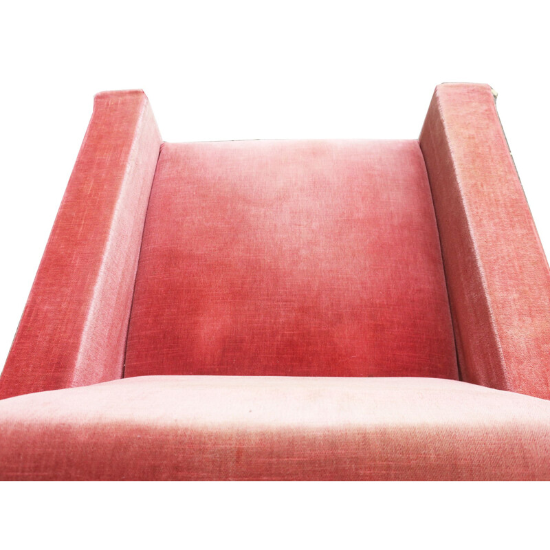 Paire de fauteuils lounge vintage rose saumon, 1950
