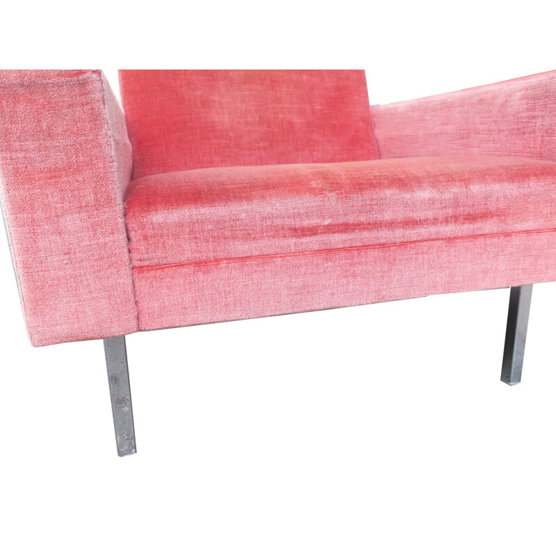 Paire de fauteuils lounge vintage rose saumon, 1950