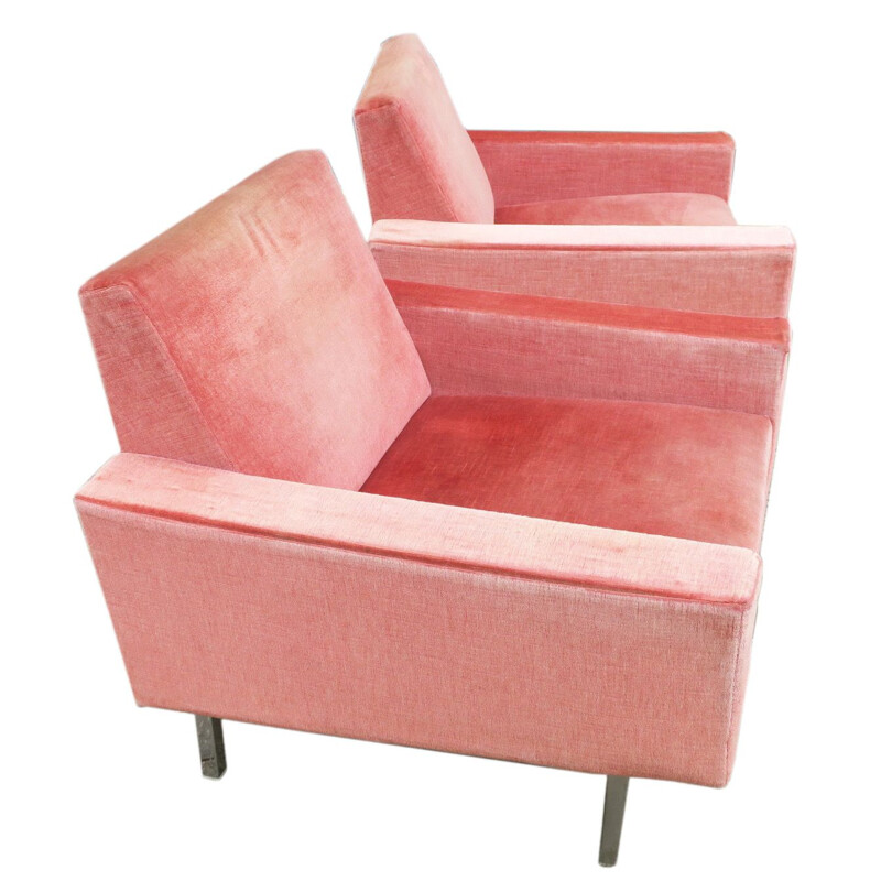Vintage pair of salmon pink lounge chairs, 1950s