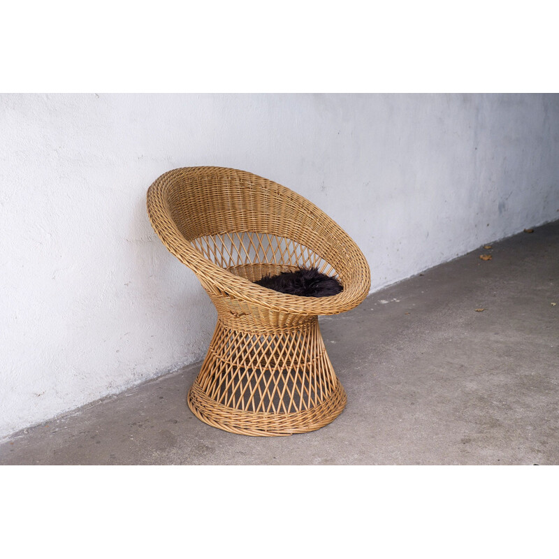 Vintage Rattan Lounge Chair, 1960s