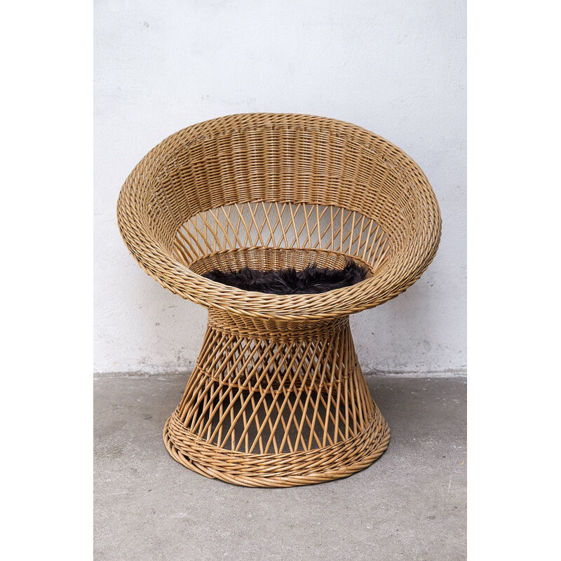 Vintage Rattan Lounge Chair, 1960s