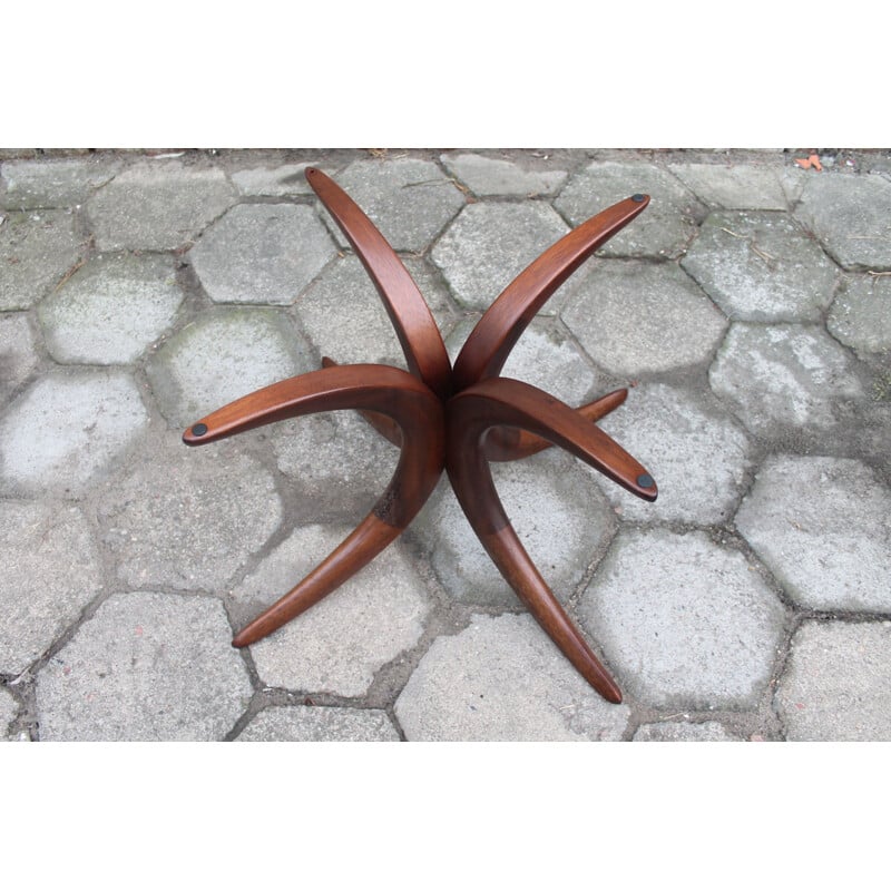 Vintage glass and wood coffee table, 1960