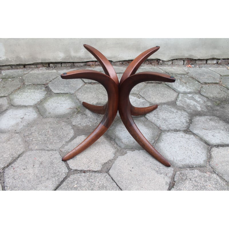 Vintage glass and wood coffee table, 1960