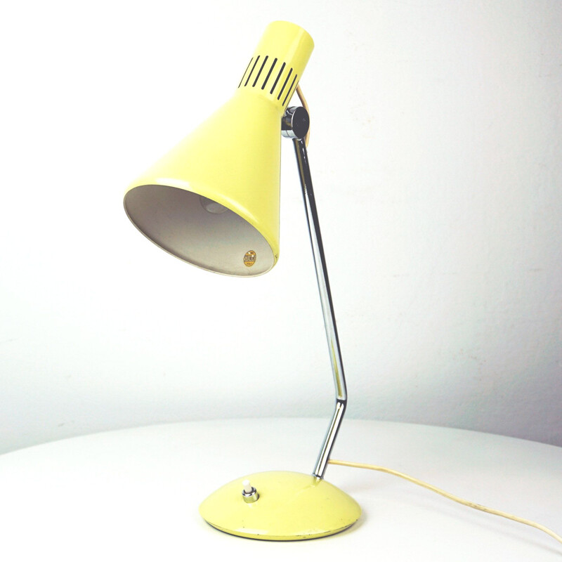 Lampe de table vintage italienne jaune par Stilnovo