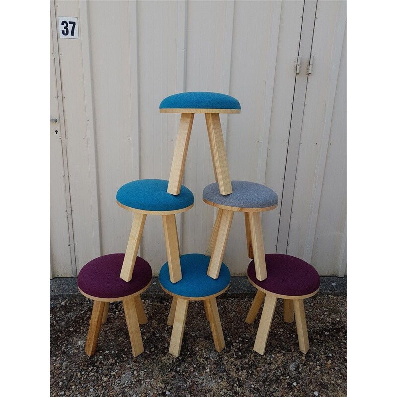 Vintage set of 8 "Buzzy Milk" stools by Alain Gilles