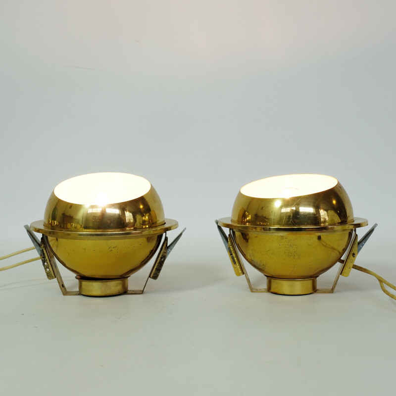 Pair of vintage gold recessed spots