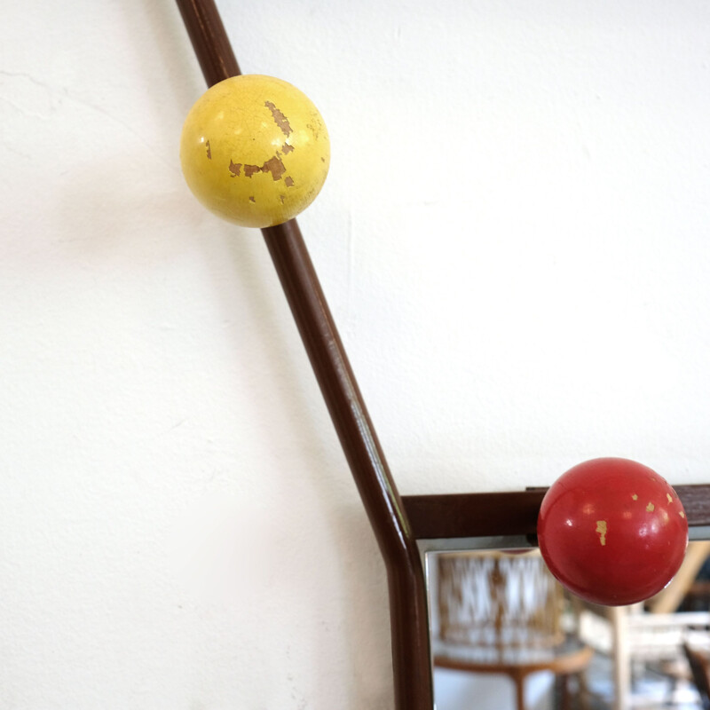 Large vintage coat rack with mirror, 1960s