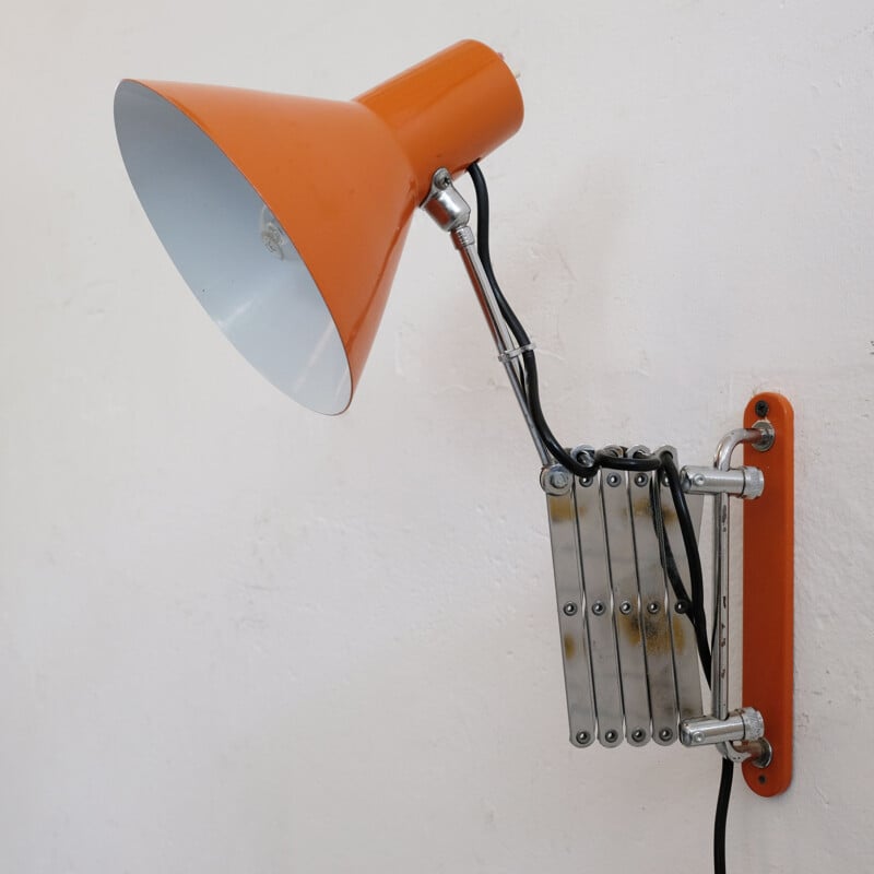 Vintage orange accordion wall lamp, 1970s