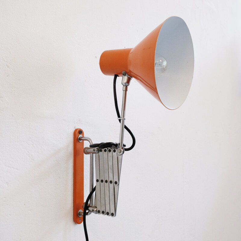 Vintage orange accordion wall lamp, 1970s