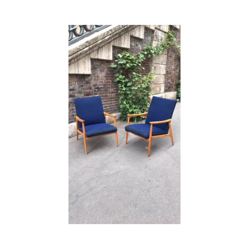 Pair of 2 scandinavian vintage armchairs, 1960s