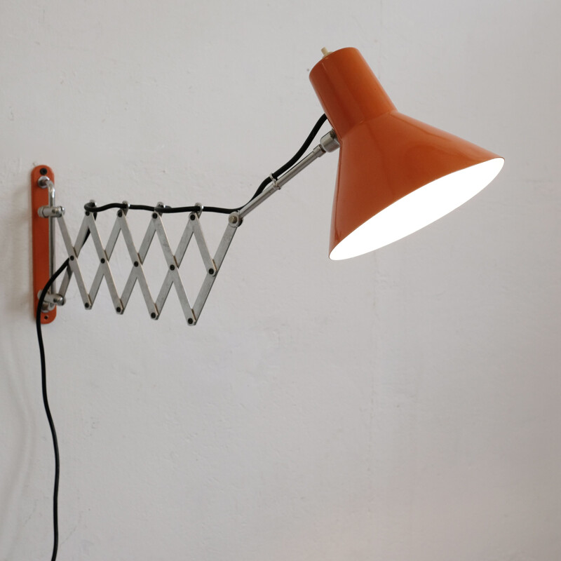 Vintage orange accordion wall lamp, 1970s