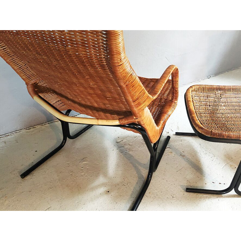 Vintage armchair & ottoman by Dirk van Sliedregt for Gebroeders Jonkers Noordwolde, 1950s