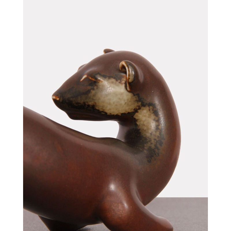 Vintage ceramic ferret by Gunnar Nylund for R-rstrand, 1960