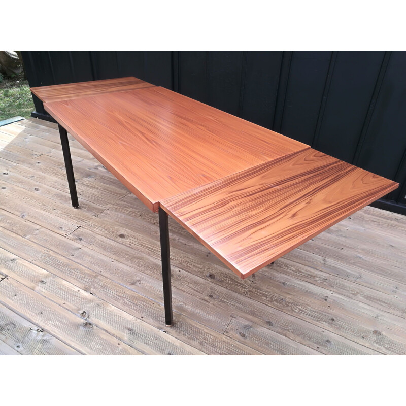 Vintage dining table with extensions, teak and metal, 1960