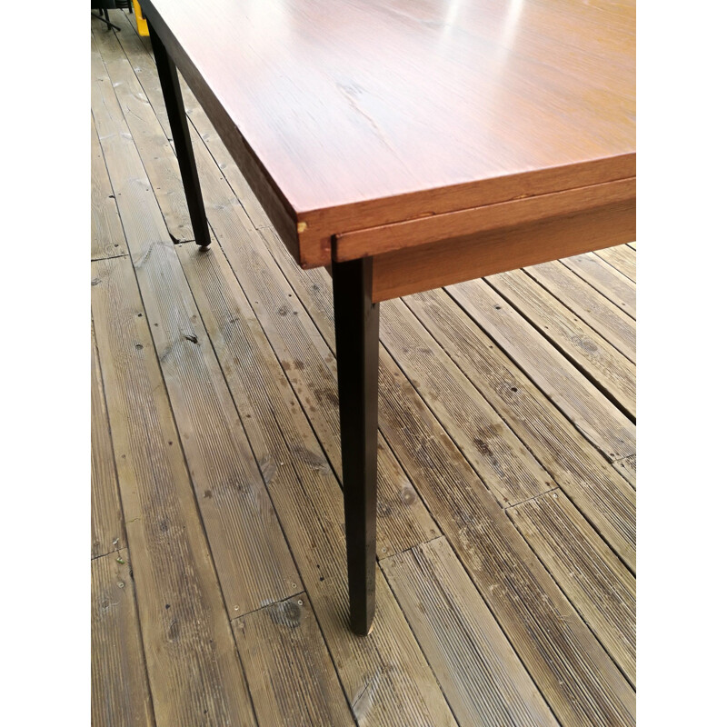 Vintage dining table with extensions, teak and metal, 1960