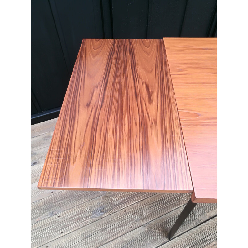 Vintage dining table with extensions, teak and metal, 1960