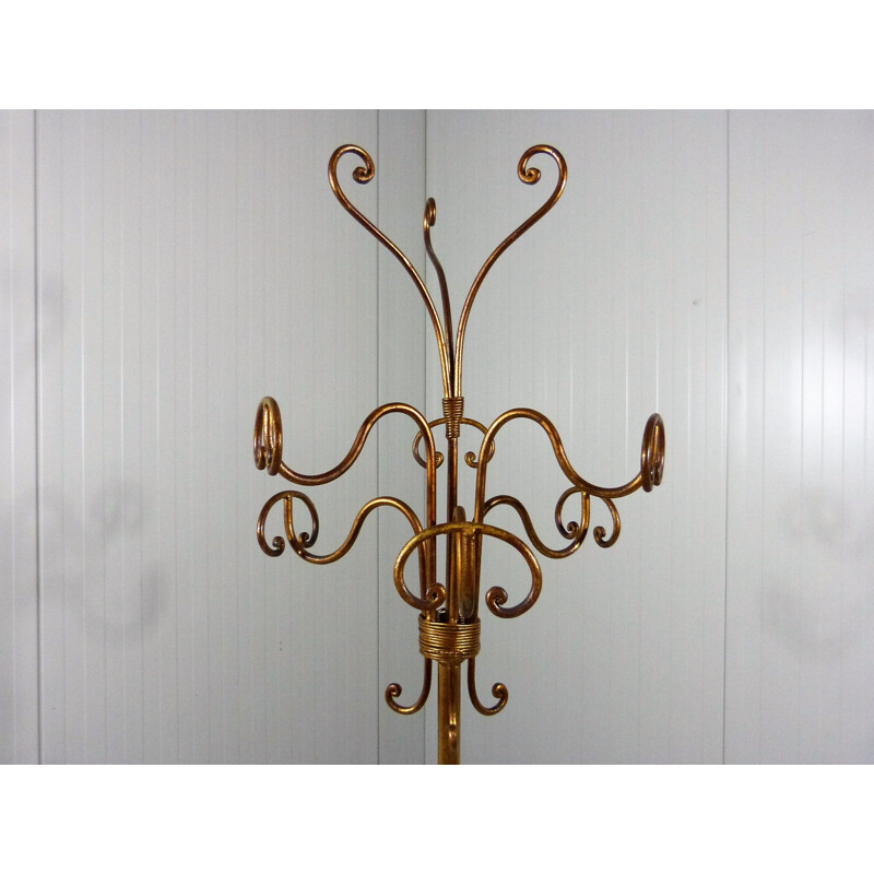 Vintage coat rack in gold lacquered iron, Italy 1950s