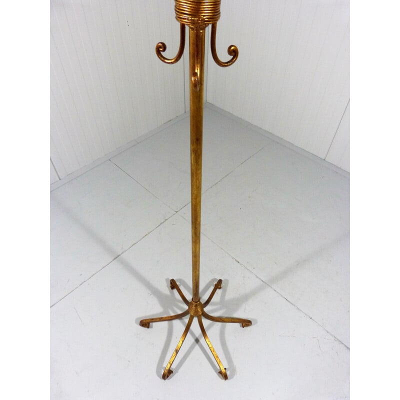 Vintage coat rack in gold lacquered iron, Italy 1950s