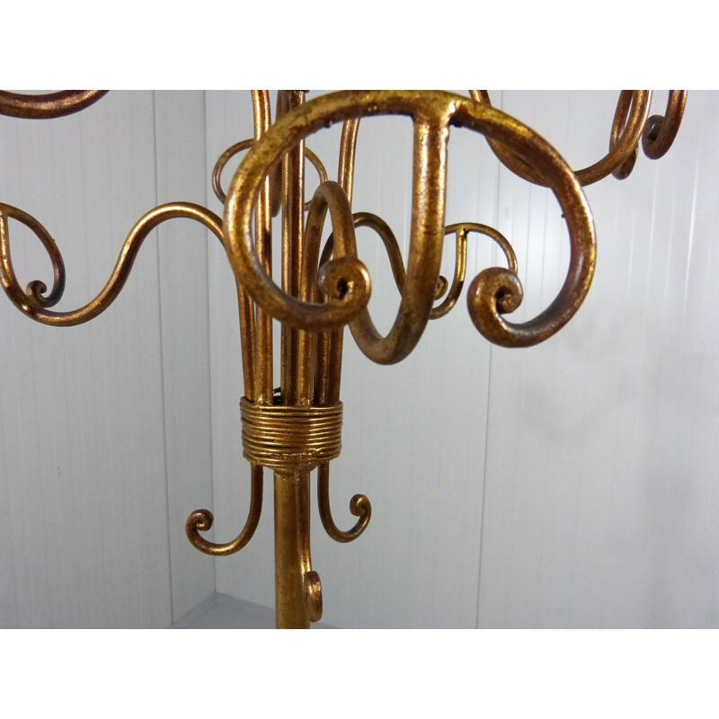 Vintage coat rack in gold lacquered iron, Italy 1950s